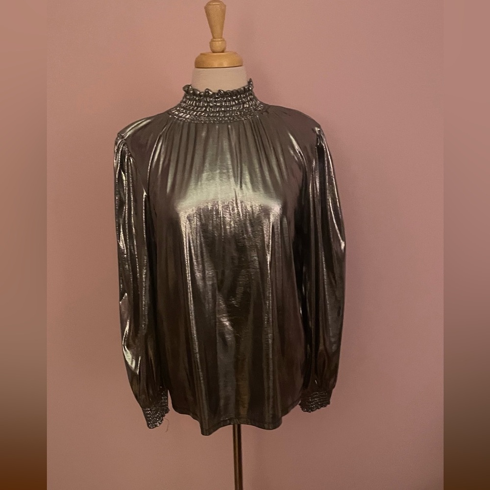 Metallic Silver Women's Top